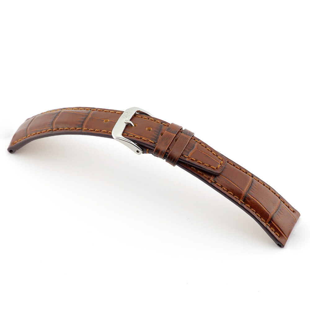 Embossed Alligator Grain on Cow Leather Watch Band | Dallas | Mahogany