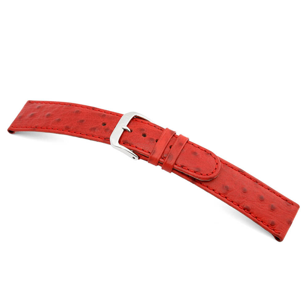Embossed Leather Ostrich Print Watch Band | Durban | Red