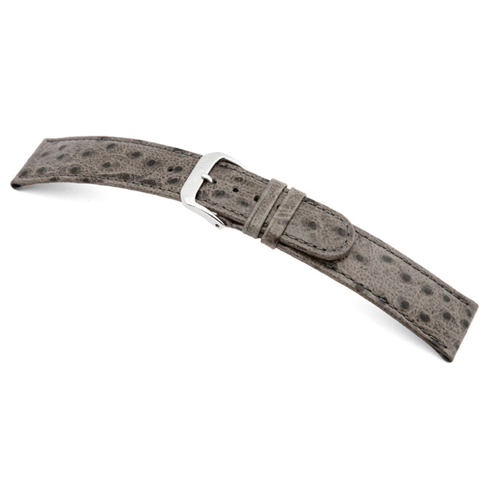 Embossed Leather Ostrich Print Watch Band | Durban | Stone Grey