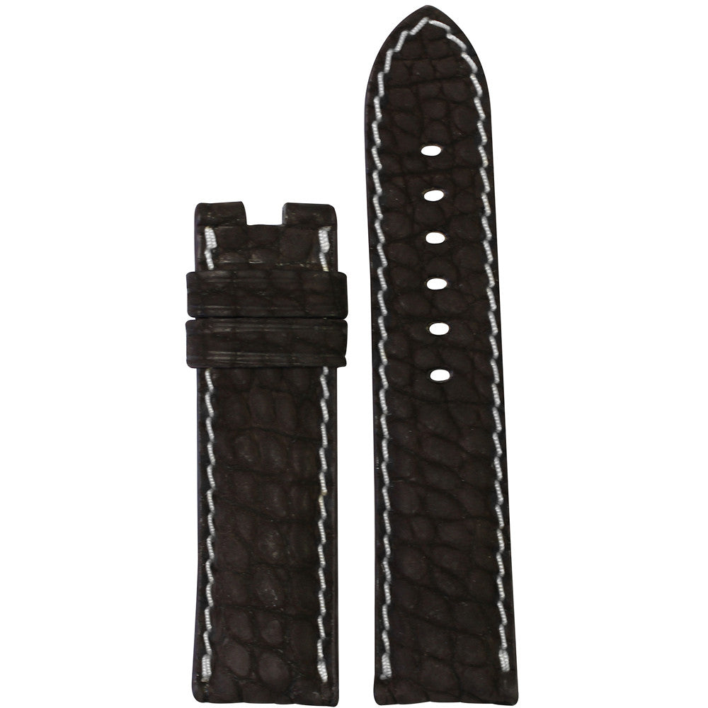 Genuine Nubuk Alligator Watch Band | Mocha | White Stitch | Flank Cut | For Panerai Deploy
