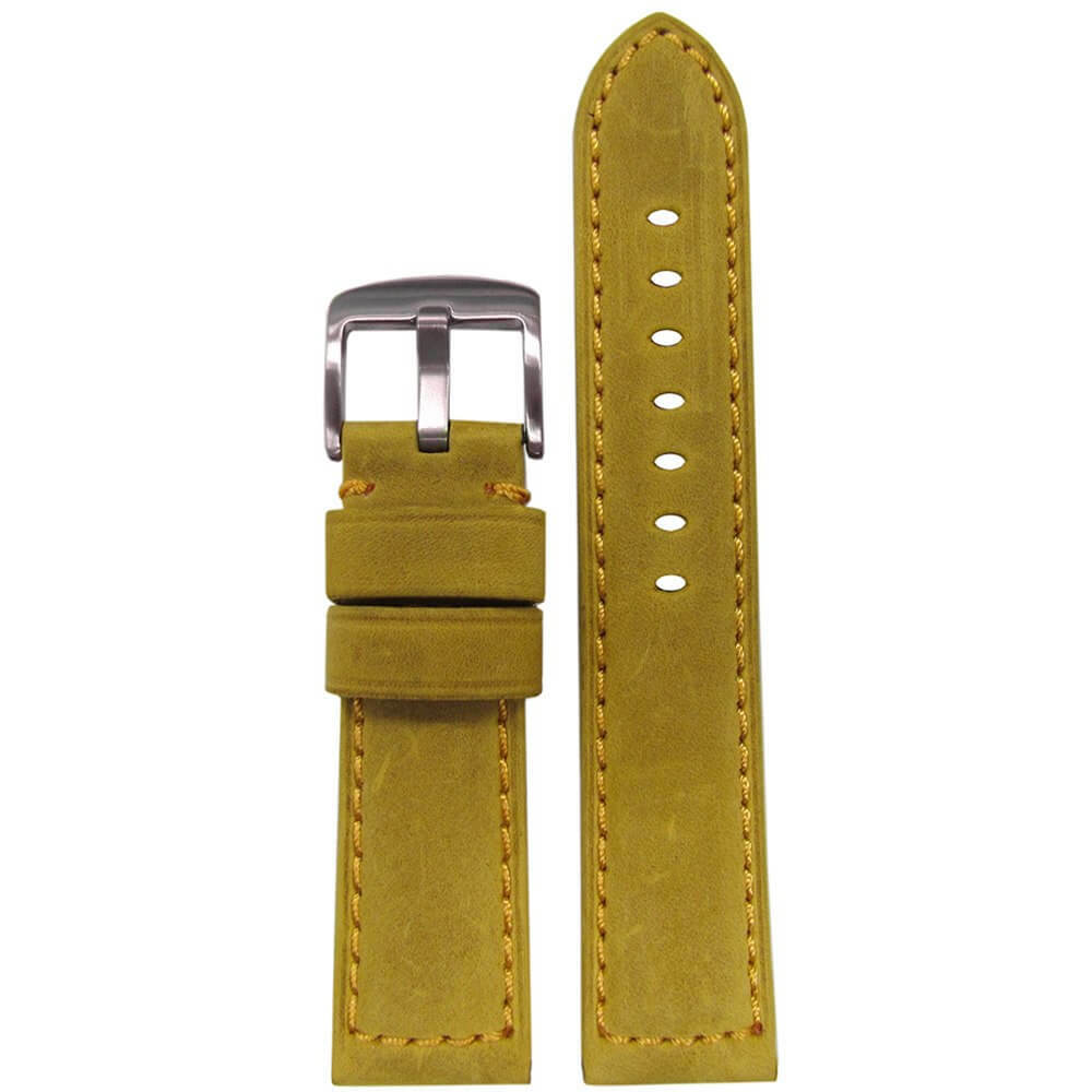 Soft Suede Vintage Leather Watch Band | Padded | Golden "Buck" | Match Stitch