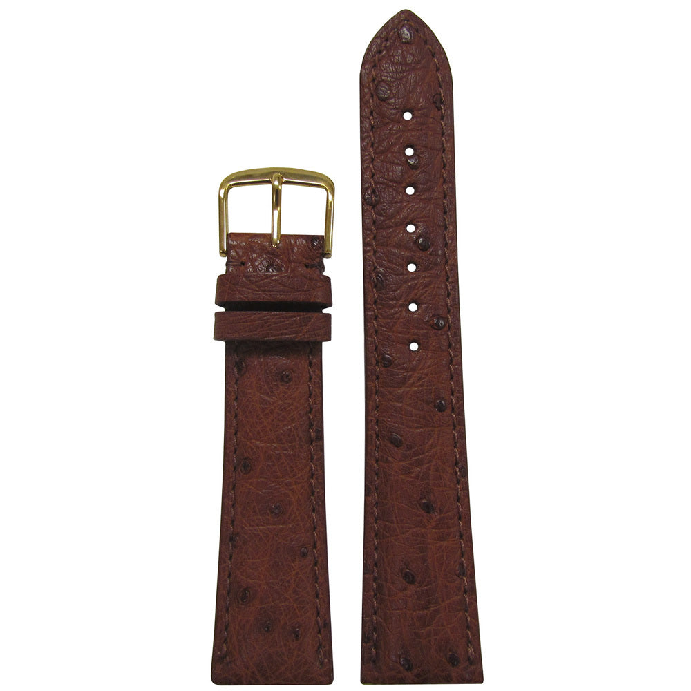 Genuine Ostrich Watch Band | Handmade | Cognac | Hadley Roma MS2003