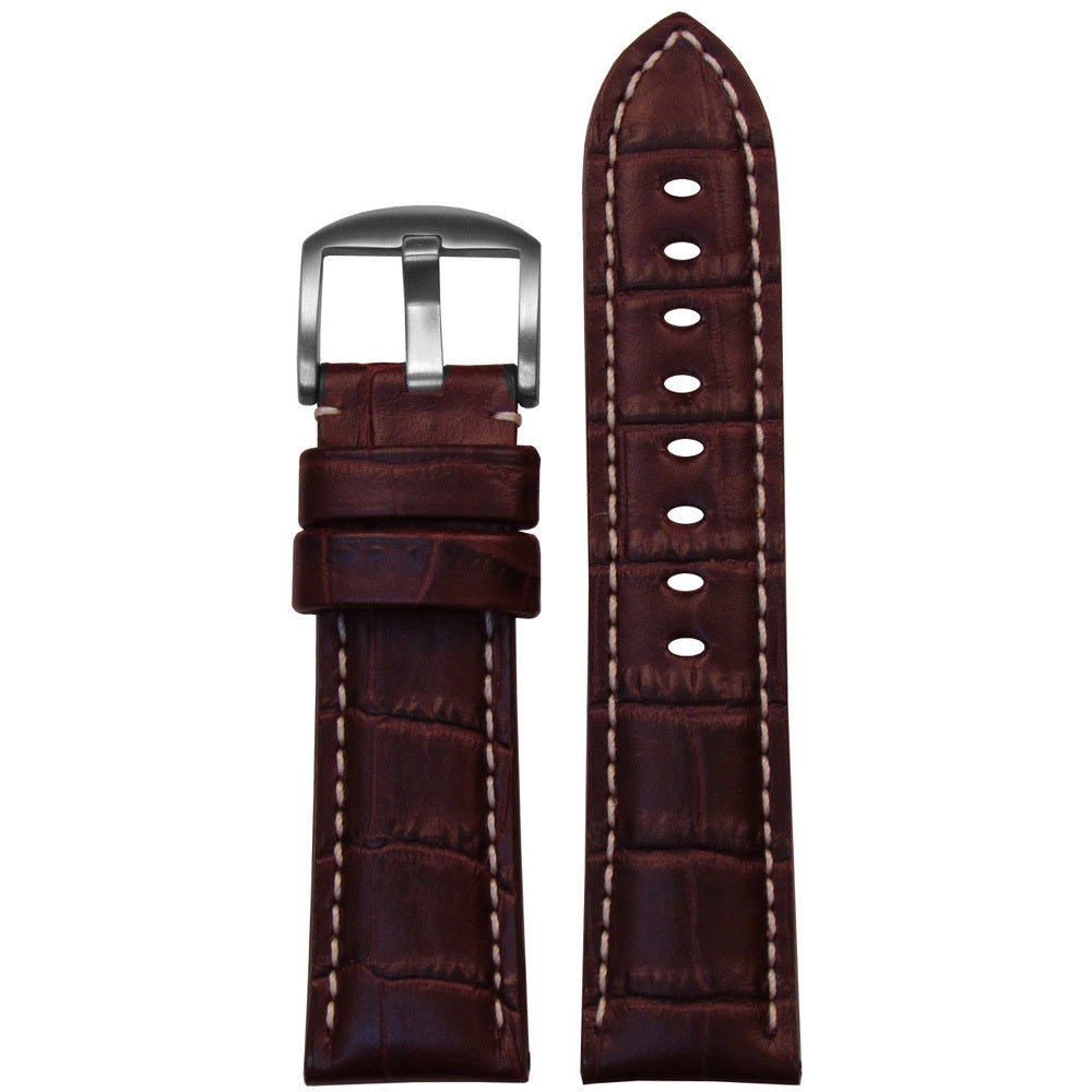 Embossed Italian Leather "Gator" Watch Band | Dark Brown | Hadley Roma MS2035