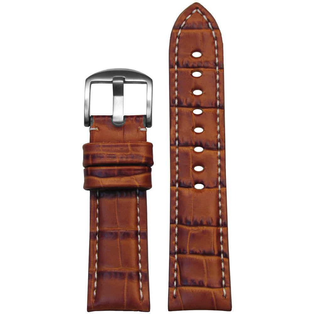 Embossed Italian Leather "Gator" Watch Band | Tan | Hadley Roma MS2035