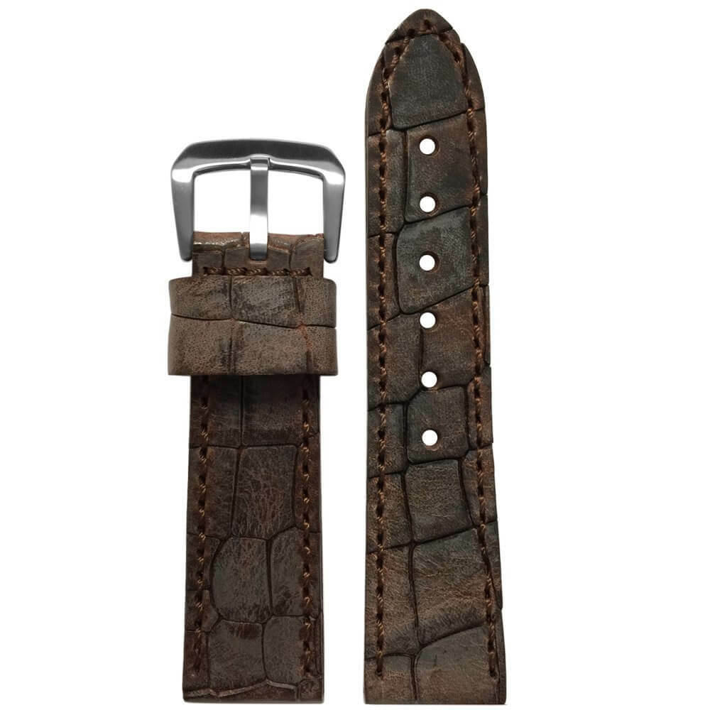 Oiled Vintage Leather "Gator" Watch Band | Brown | Hadley Roma MS916