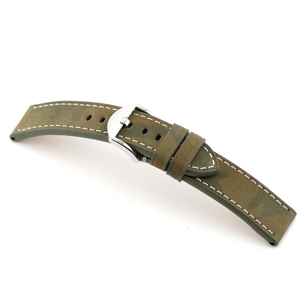 Genuine Leather Watch Band | Hawker | Camouflage | Olive Drab