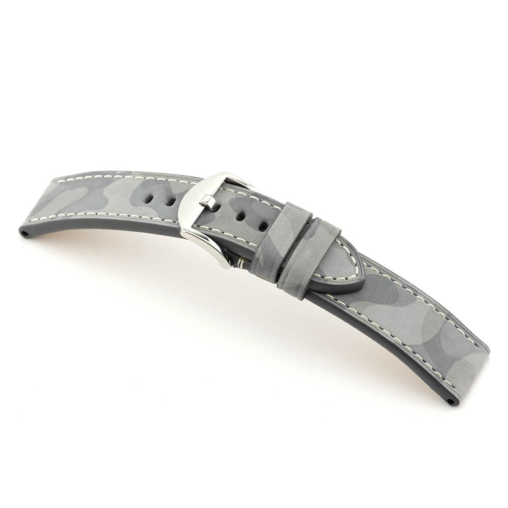 Genuine Leather Watch Band | Hawker | Camouflage | Stone Grey