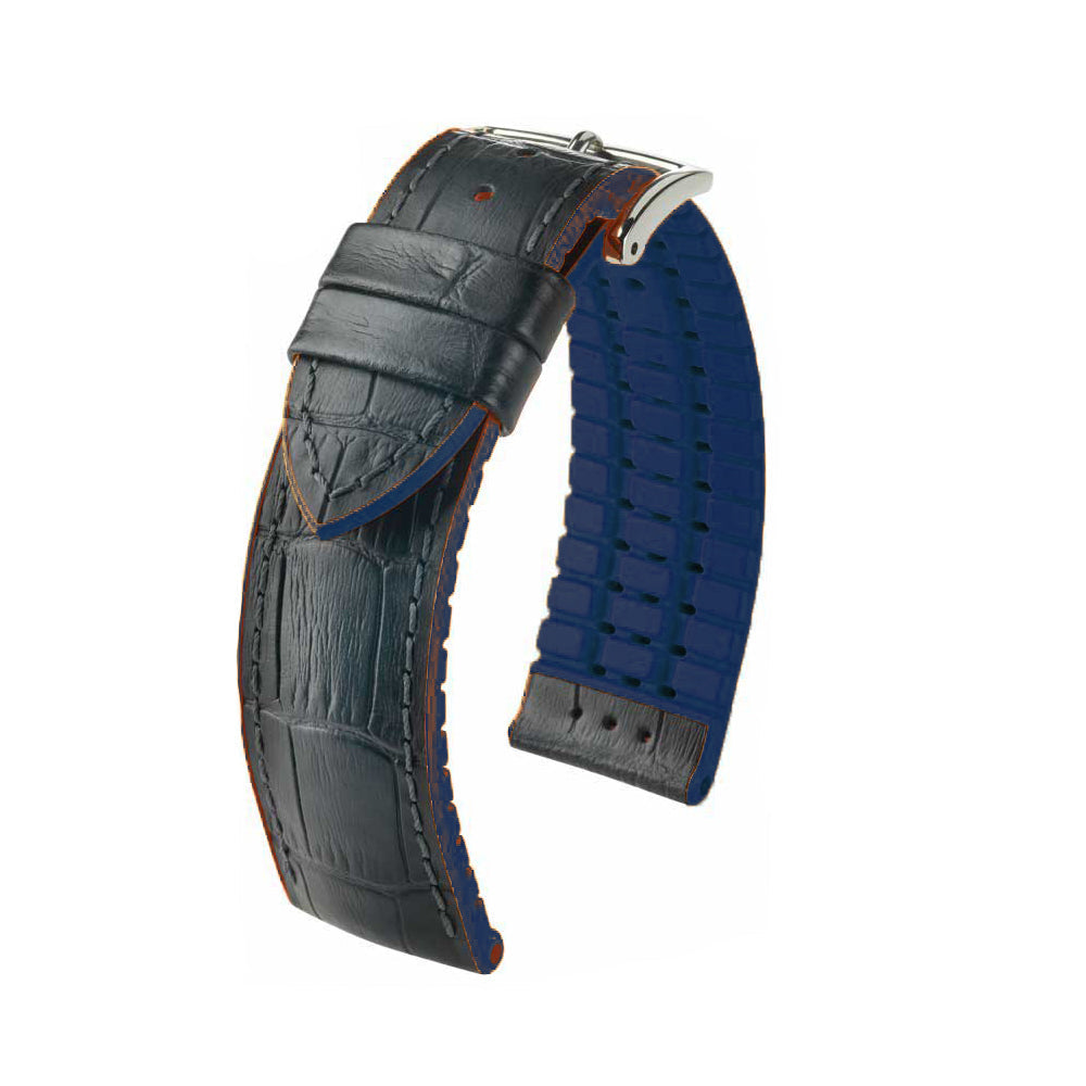 Hirsch Performance Series Watch Strap | Andy | Black | Blue Backing and Siding