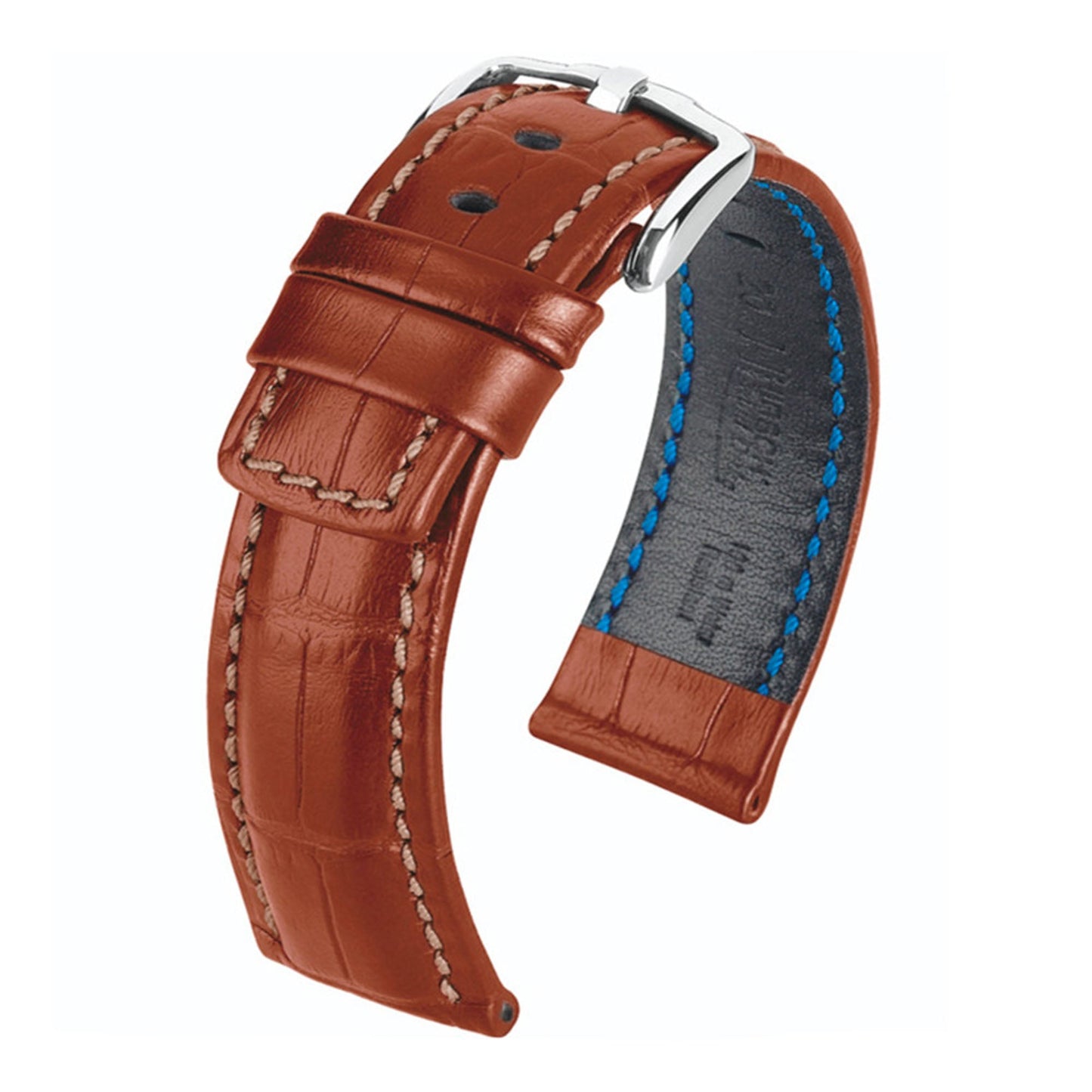 Embossed Italian Calfskin Watch Band | Grand Duke | Golden | Brown Stitch