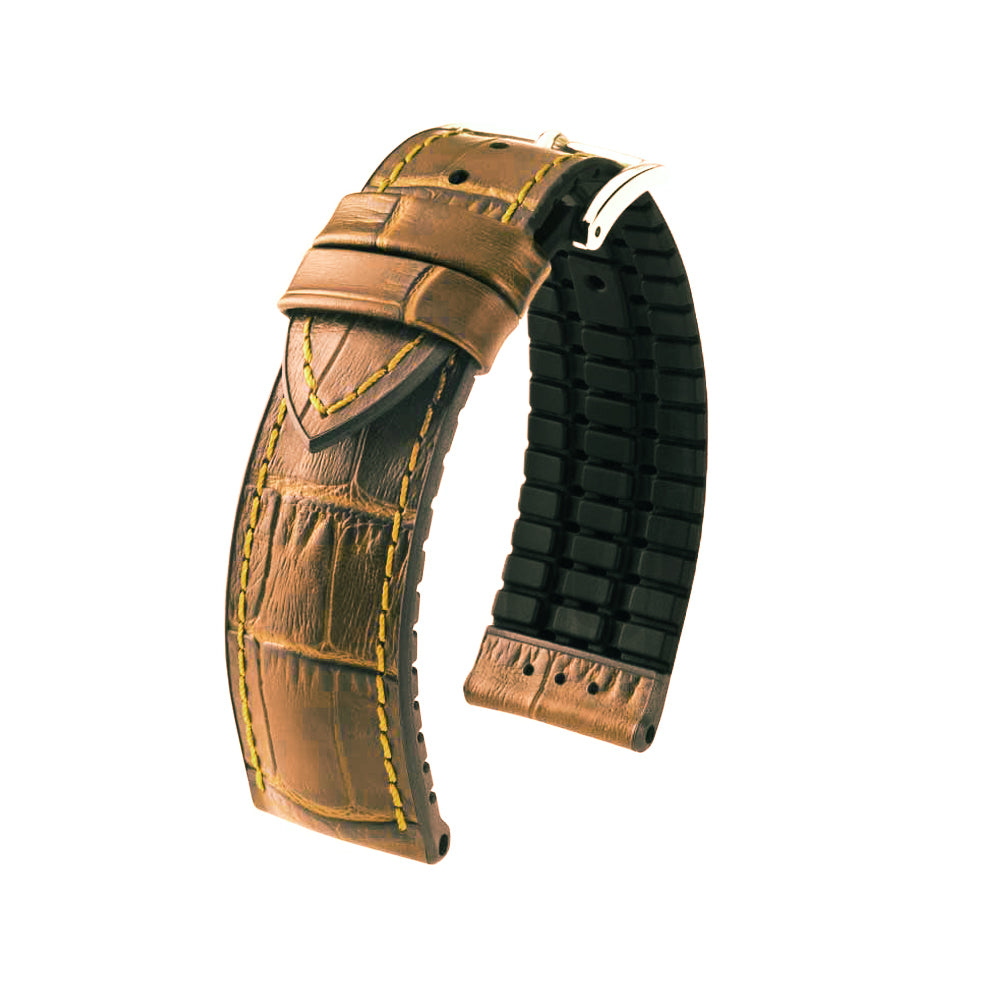 Embossed Italian Calfskin Watch Strap | Paul | Honey | Premium Caoutchouc Lining | Hirsch Performance Series