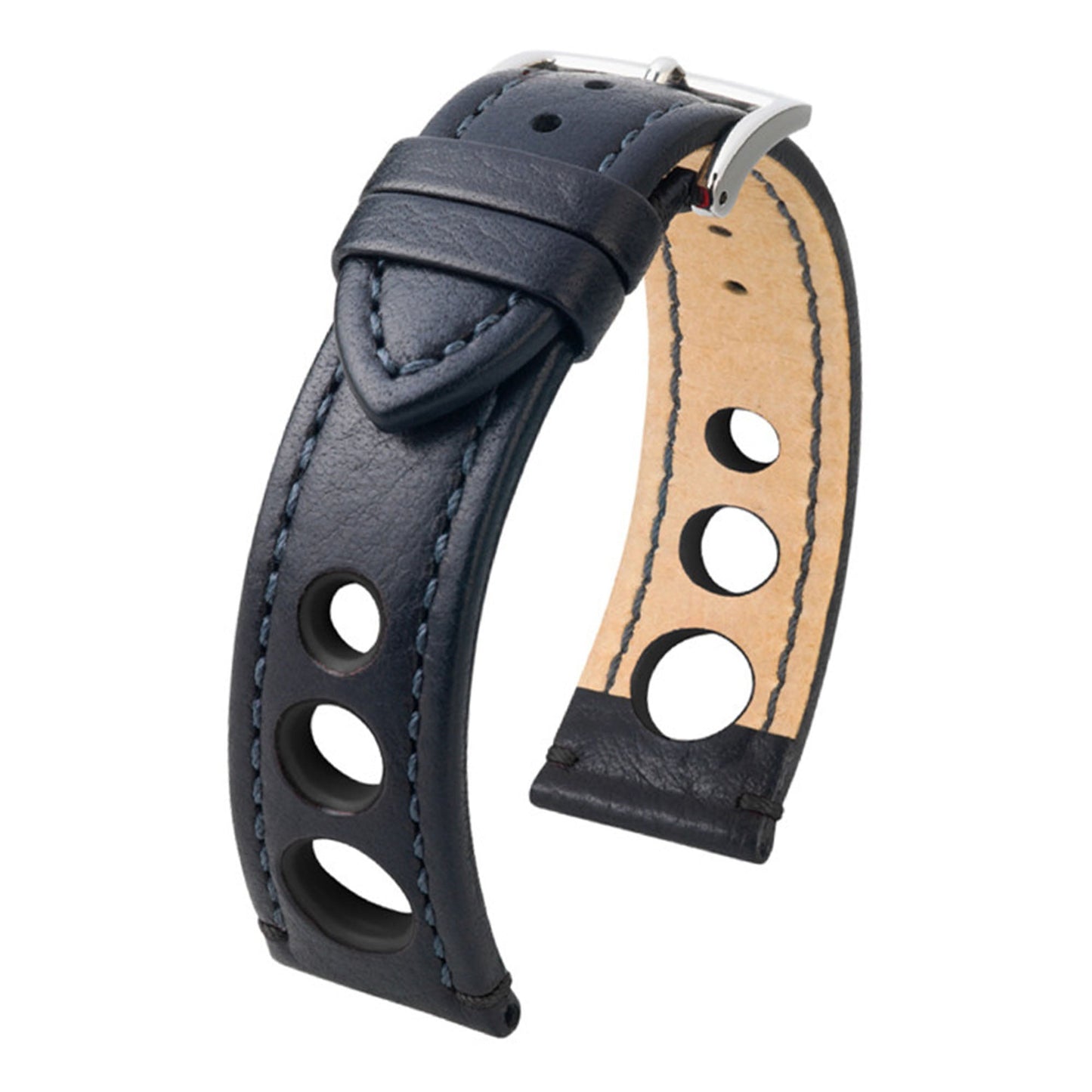 Hirsch Rally Watch Band | Black | Black Stitch & Siding