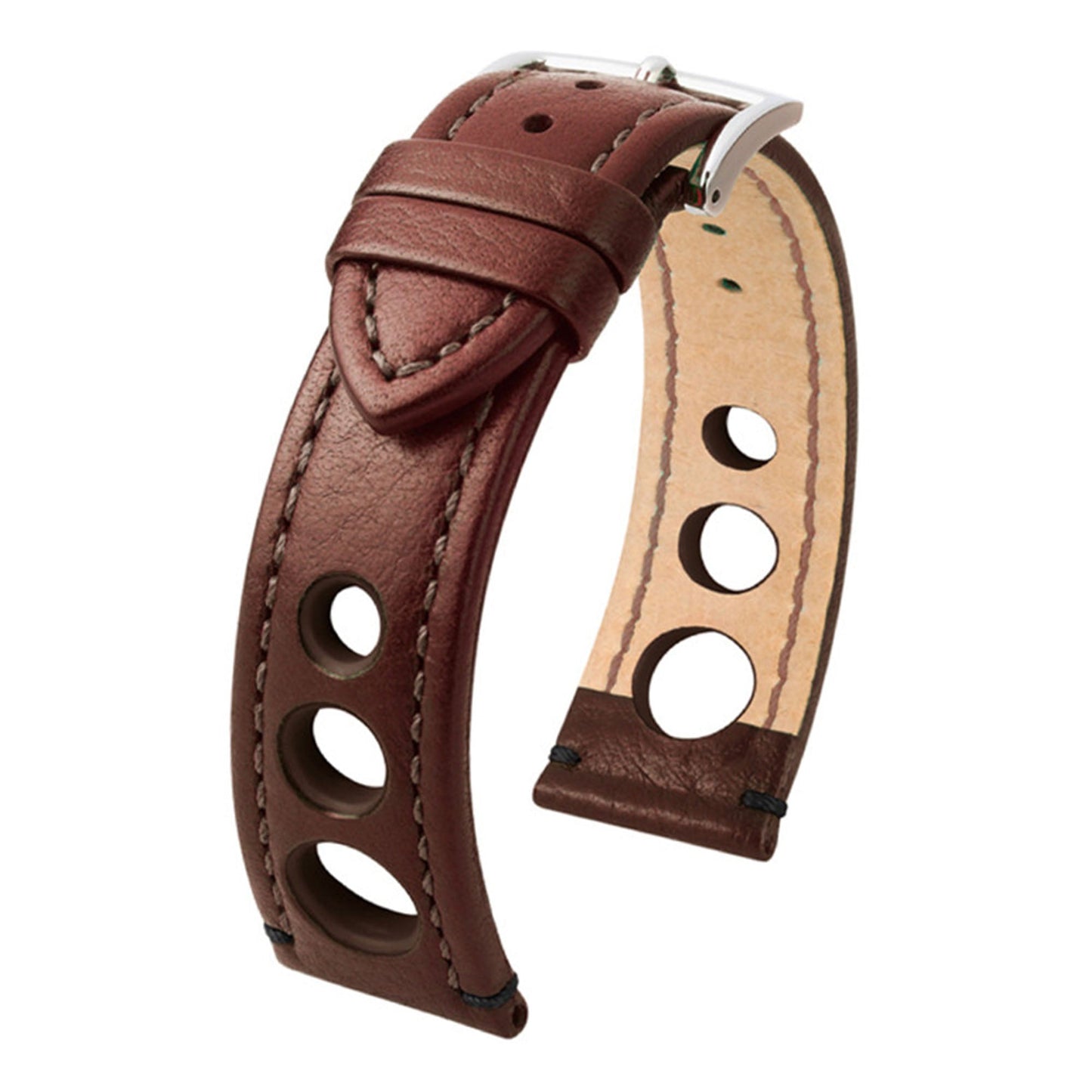 Hirsch Rally Watch Band | Brown | Brown Stitch & Siding