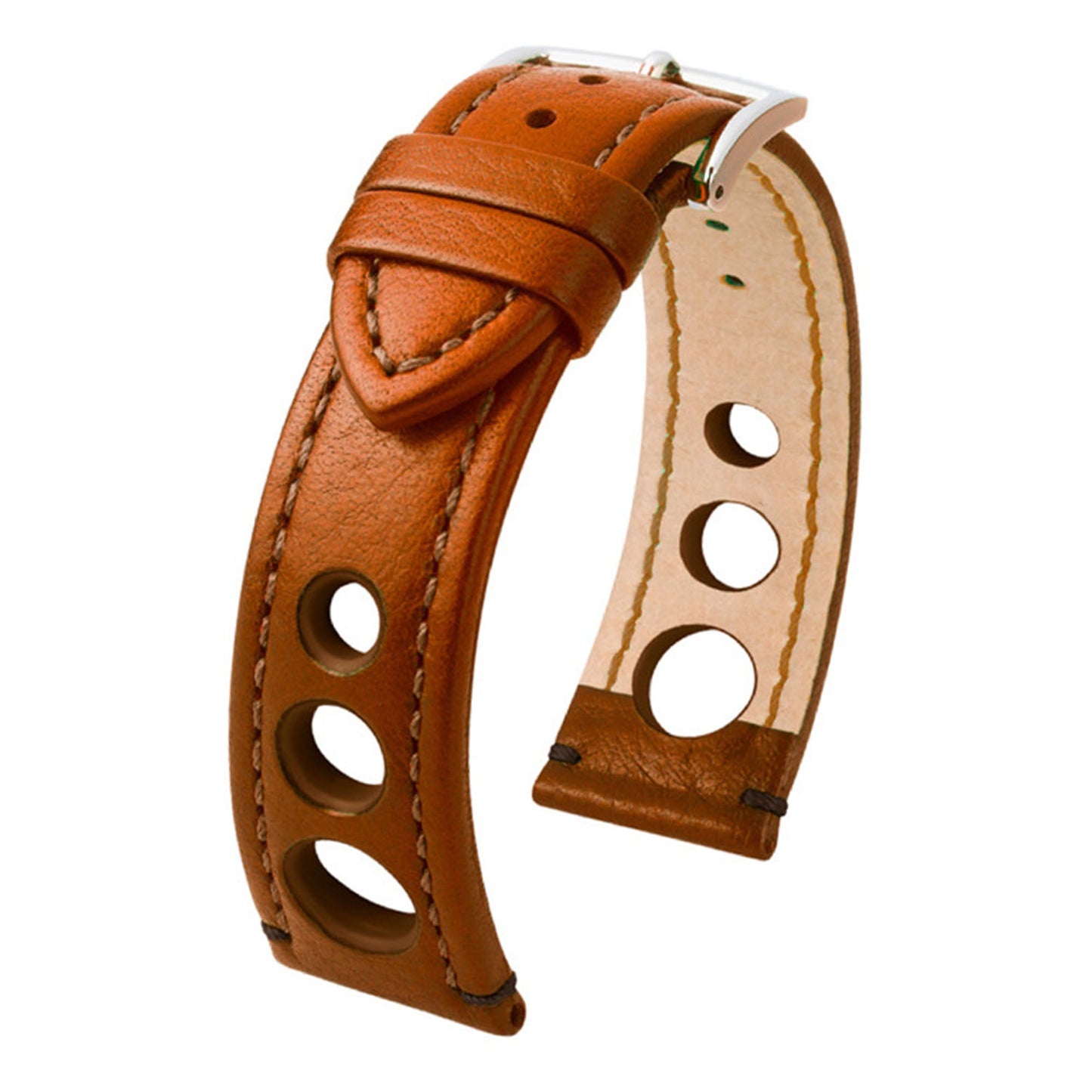 Hirsch Rally Watch Band | Golden Brown | Match Stitch & Siding