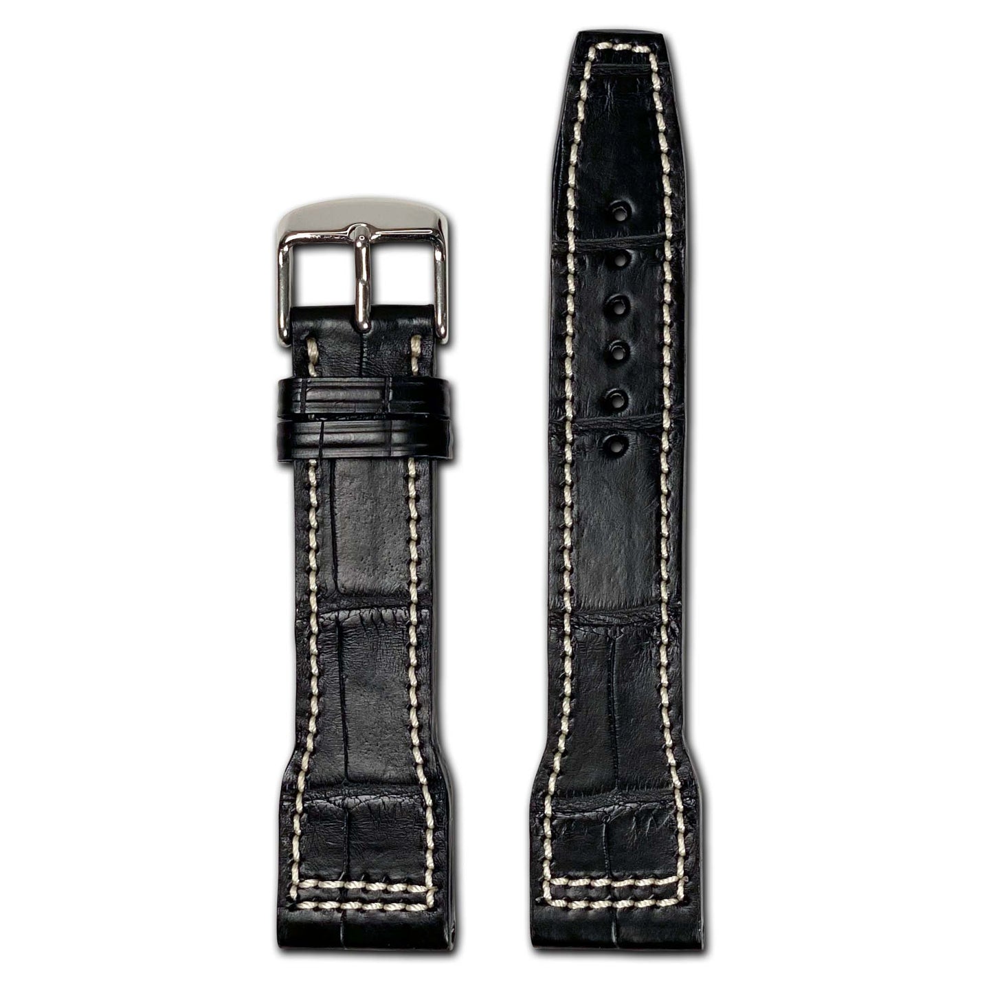 Genuine Alligator Watch Band | Hurricane | IWC Style | Black