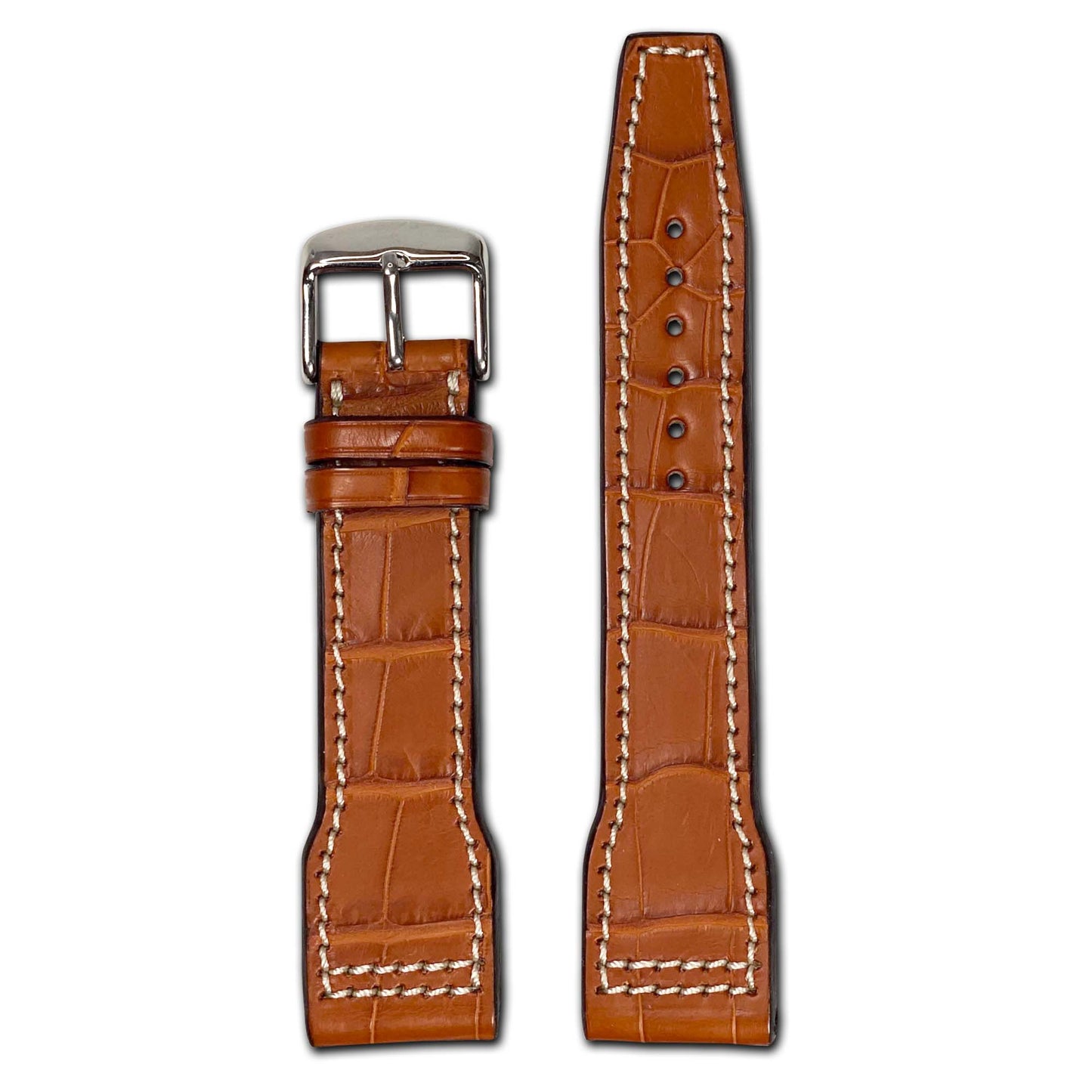Genuine Alligator Watch Band | Hurricane | IWC Style | Cognac