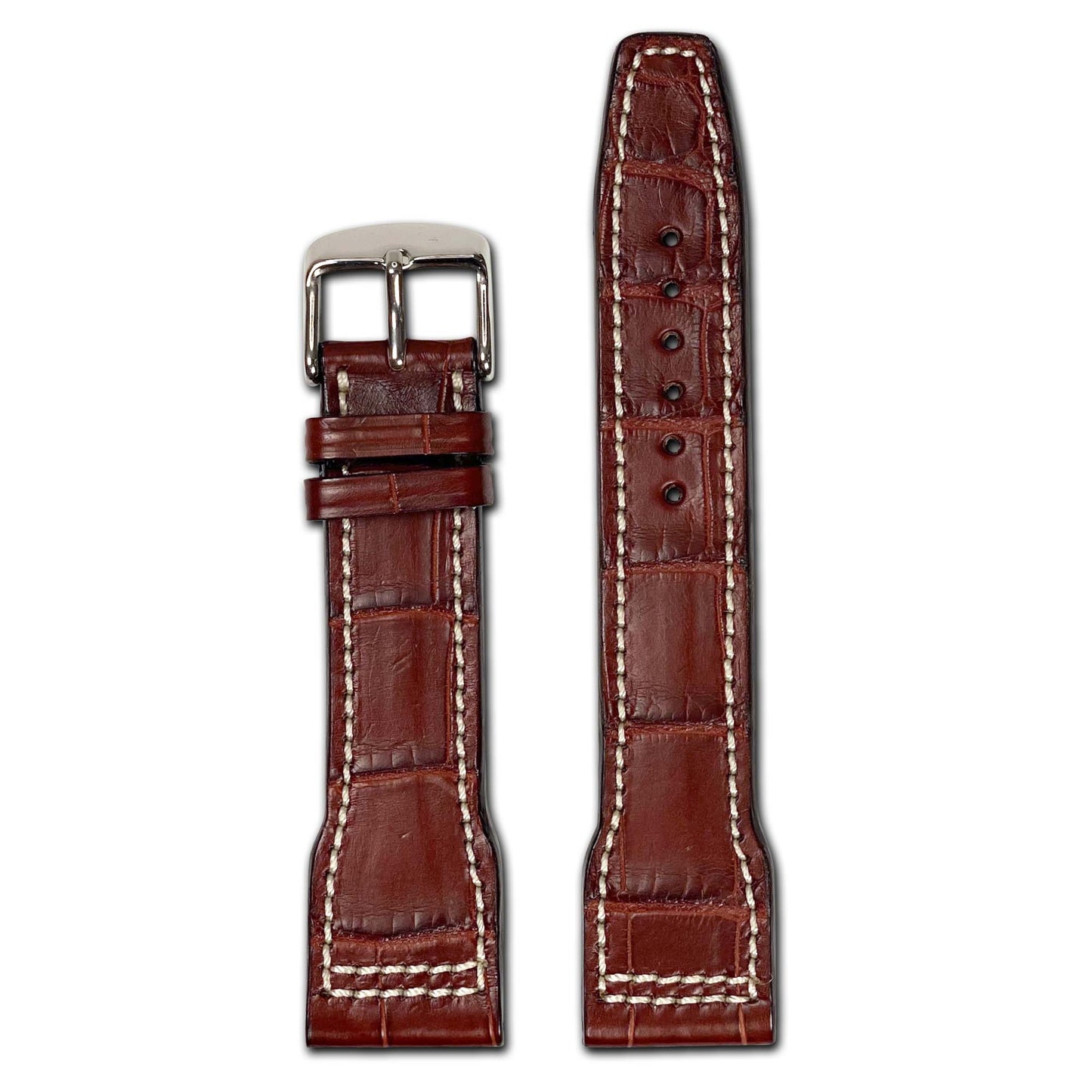 Genuine Alligator Watch Band | Hurricane | IWC Style | Mahogany