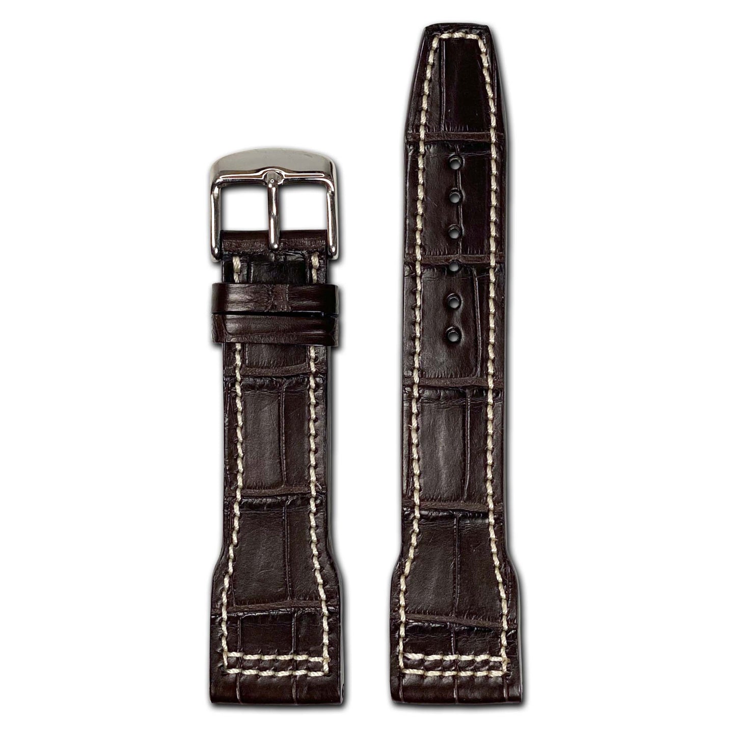 Genuine Alligator Watch Band | Hurricane | IWC Style | Mocha