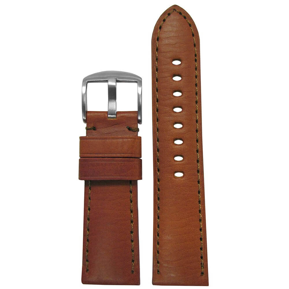HZ Soft Calf Leather Watch Band | Padded | Light Brown | Match Stitch