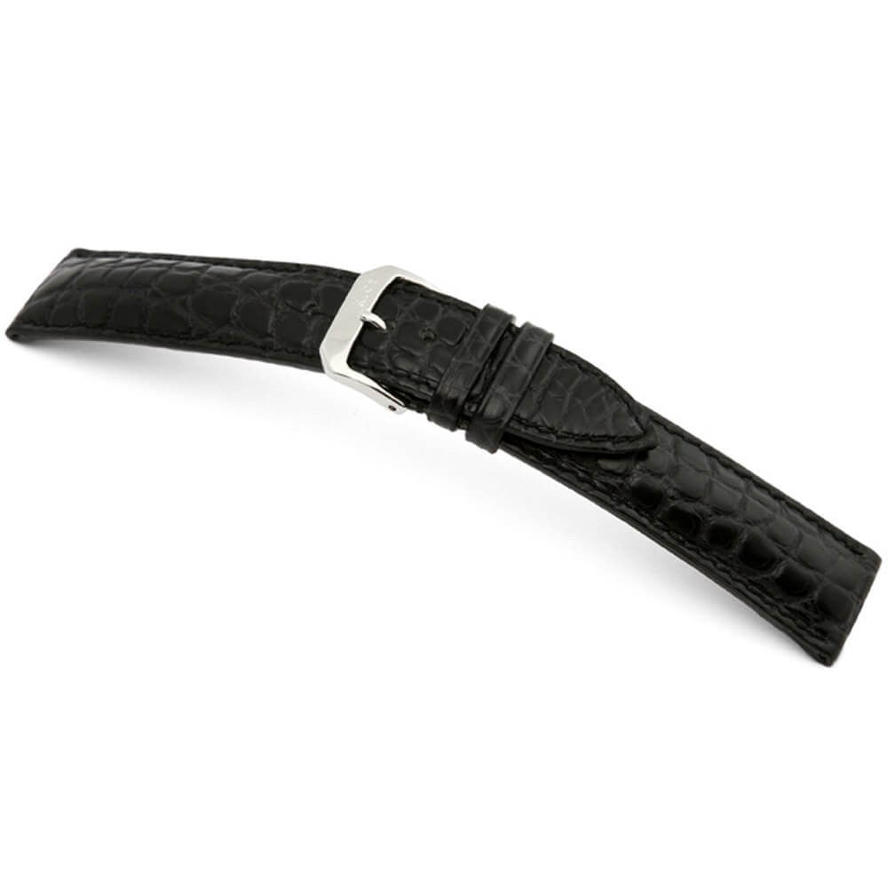 Genuine Alligator Watch Band | Imperial | Flank Cut | Black