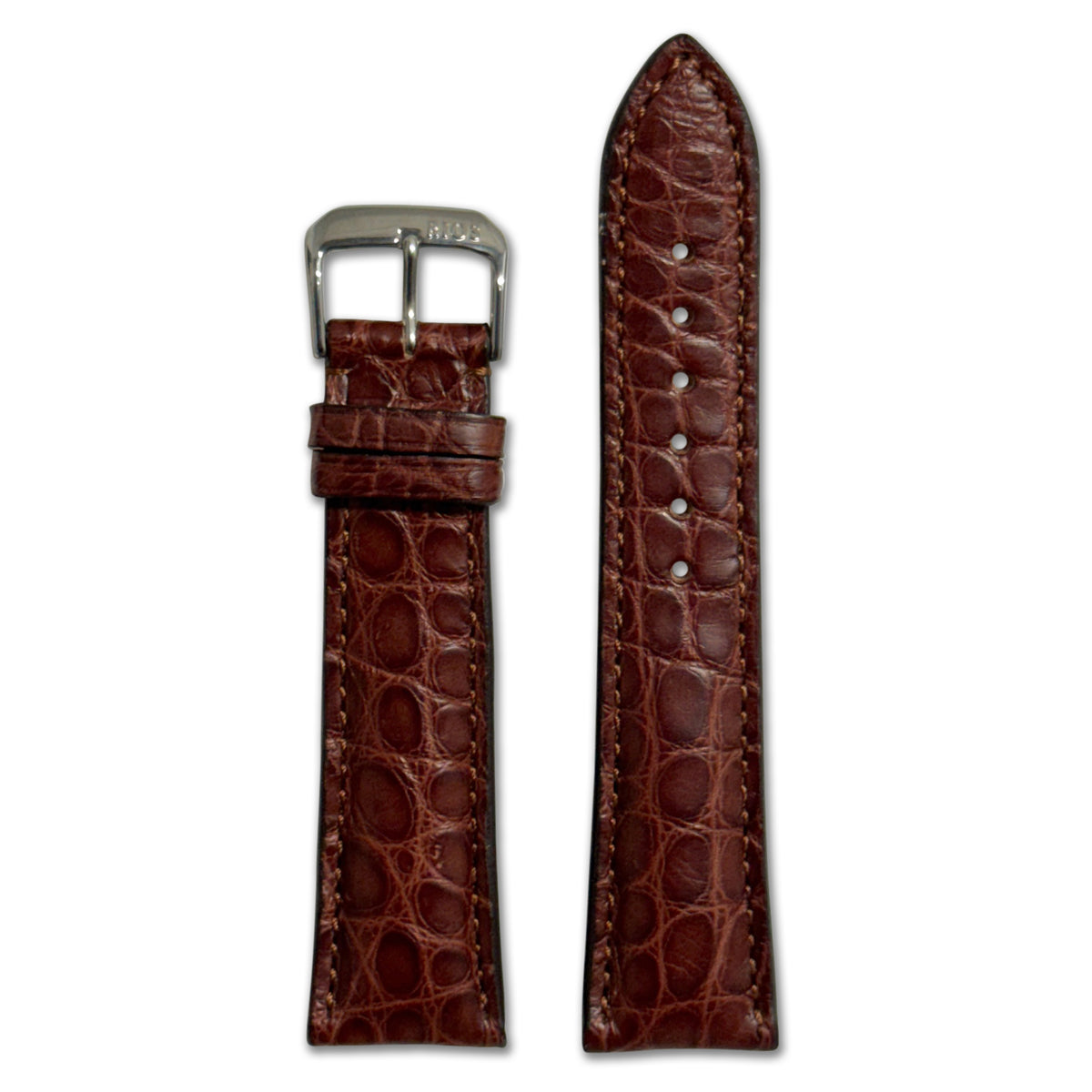 Genuine Alligator Watch Band | Imperial | Flank Cut | Mahogany