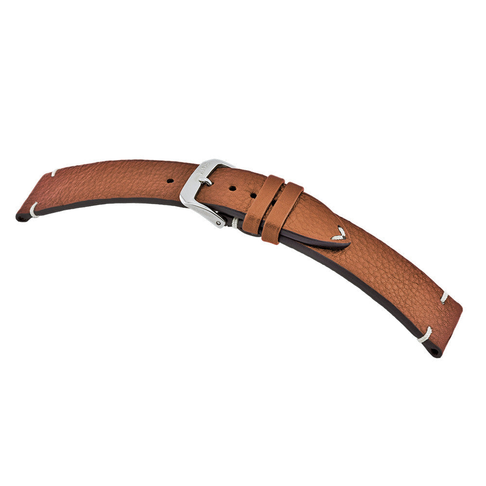 Certified Organic Leather Watch Band | Inzell | Cognac | Minimal Stitch