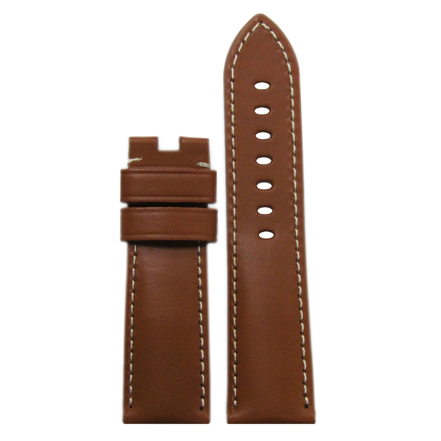 Italian Leather Watch Band | Tan | White Stitch | for Panerai Deploy