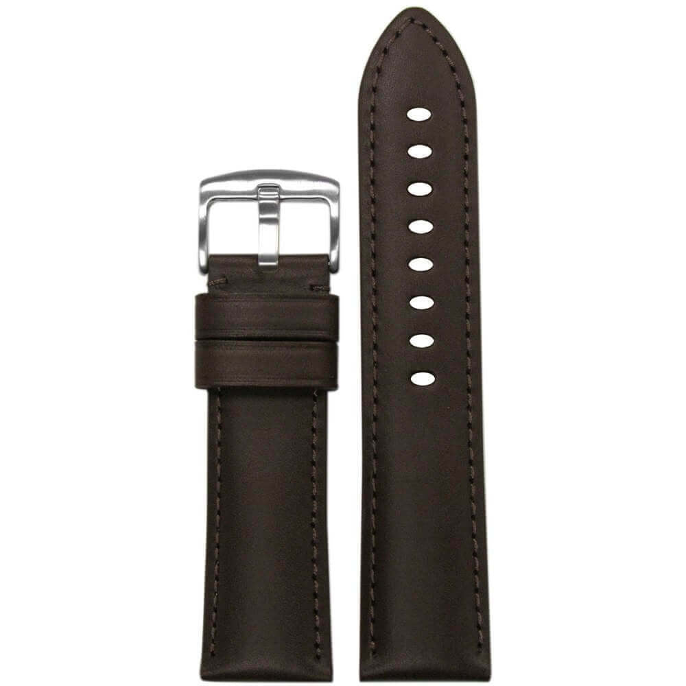 Italian Soft Calf Leather Watch Band | Padded | Brown | Match Stitch