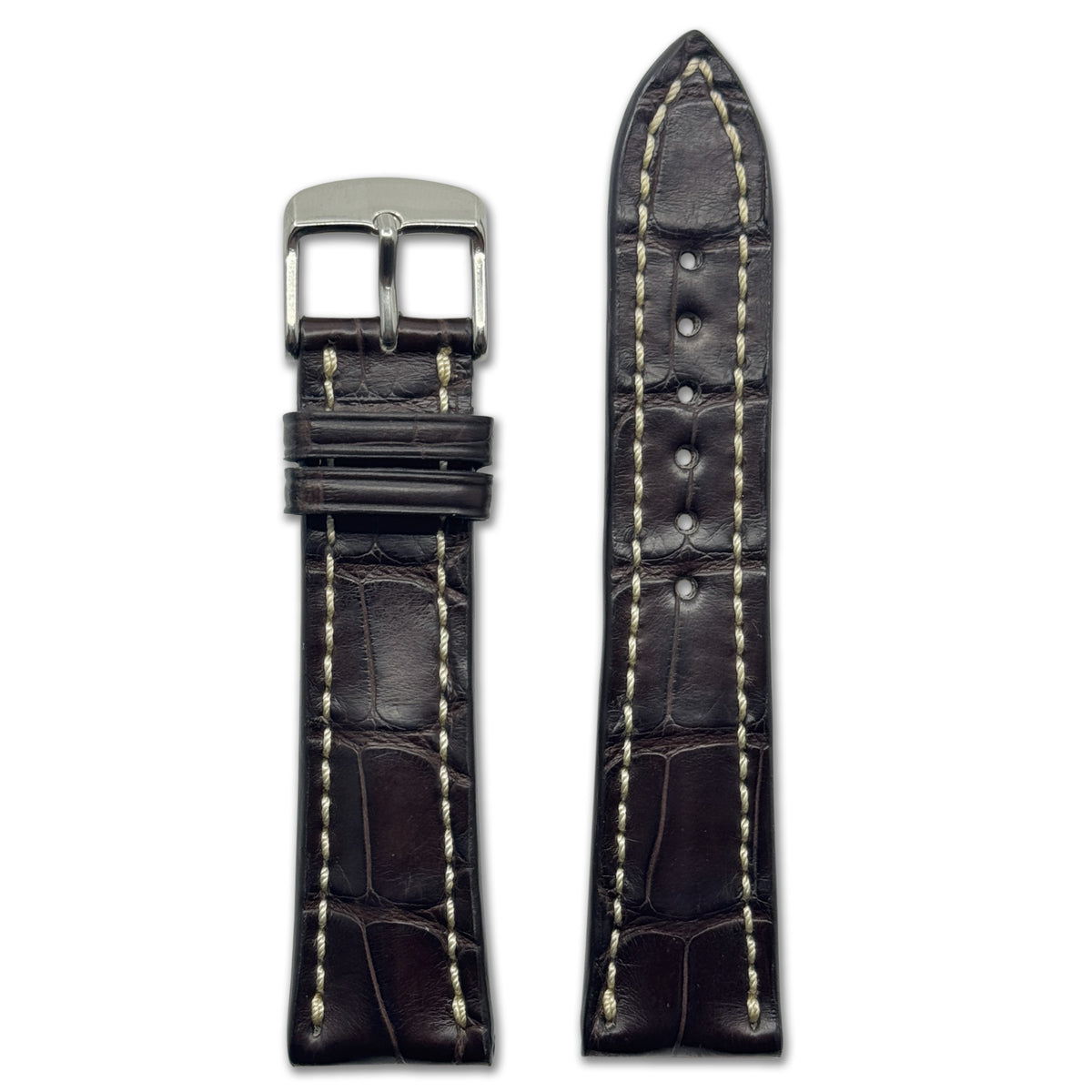 Genuine Alligator Watch Band | Jet | Mocha | For Breitling