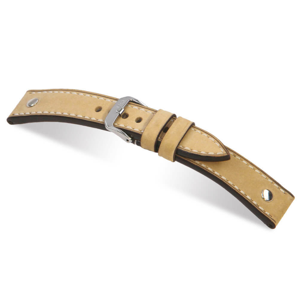 Genuine Vintage Leather Watch Band | London | Stainless Steel Rivets | Honey