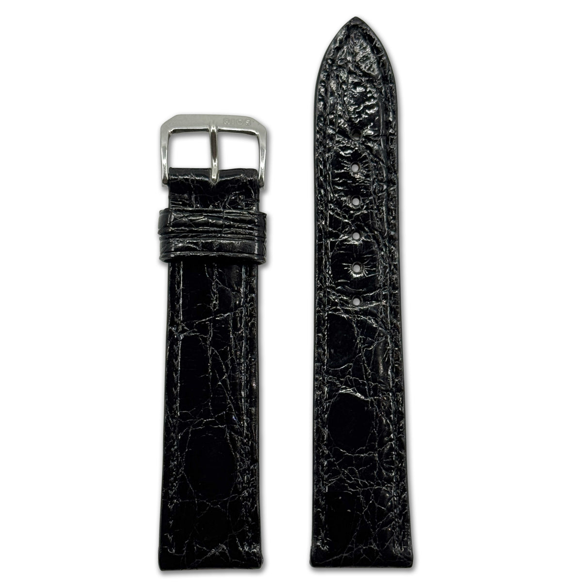 Genuine Crocodile Watch Band | Lord | Glossy | Black