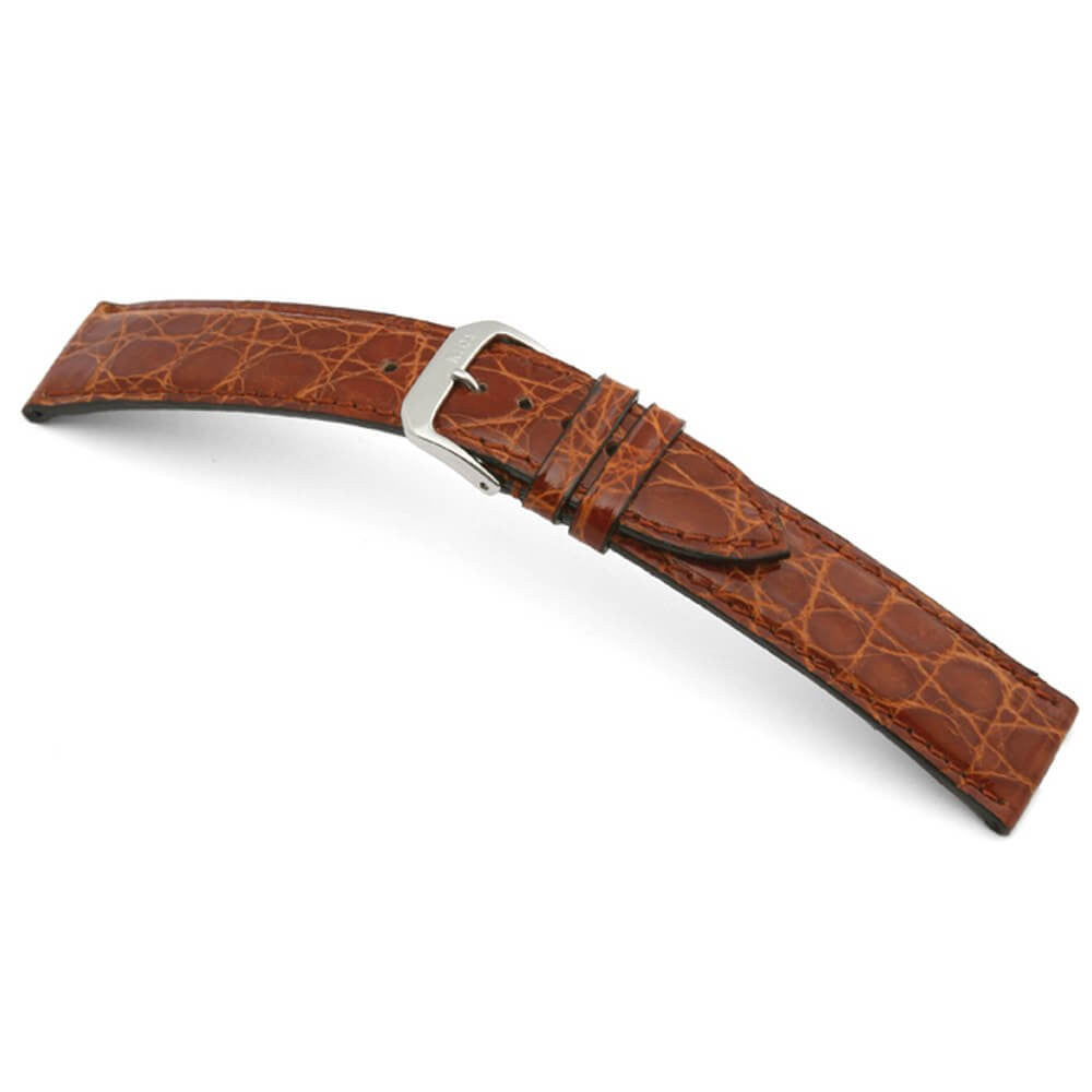 Genuine Crocodile Watch Band | Lord | Glossy | Cognac