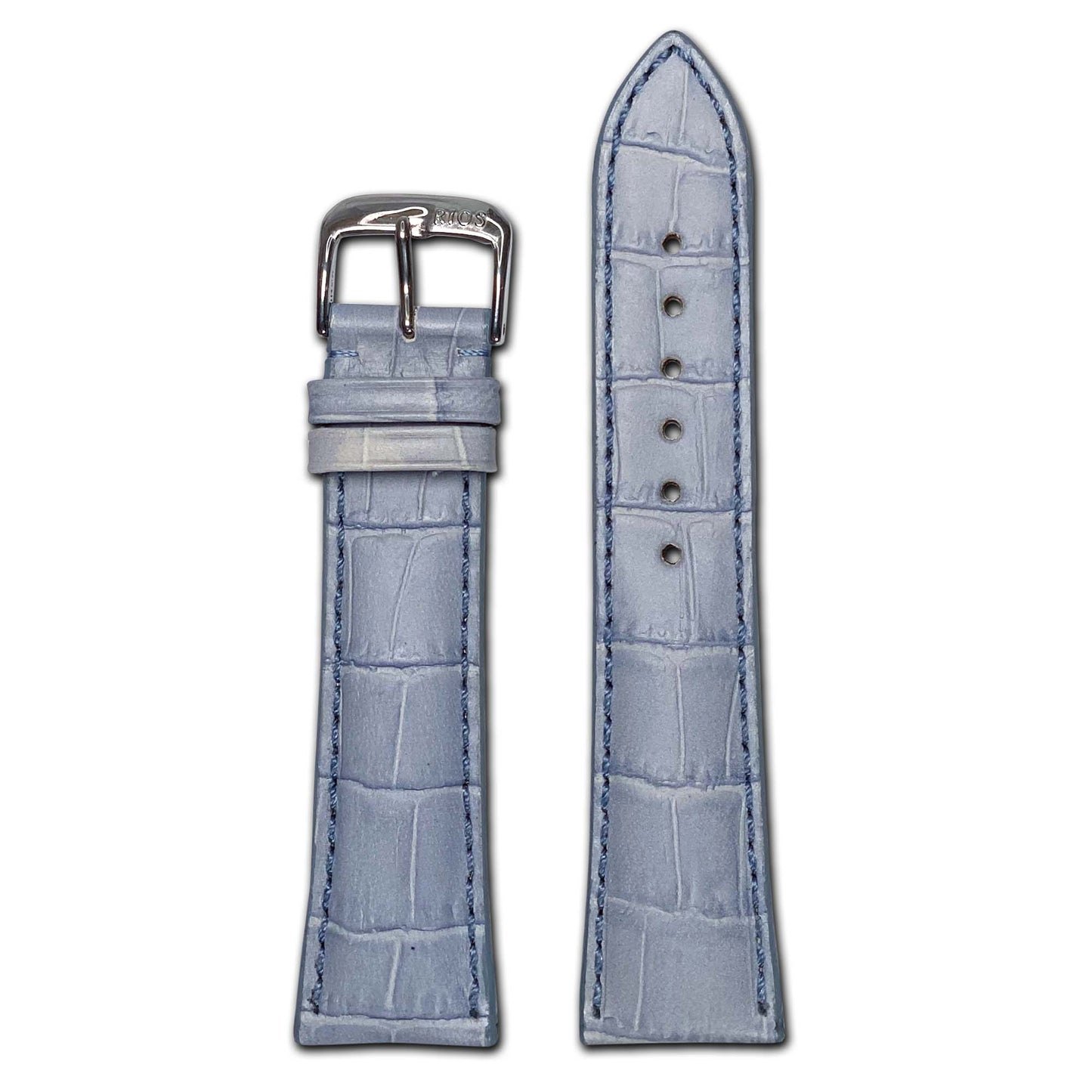 Embossed Leather Alligator Print Watch Band | Louisiana | Ice Blue