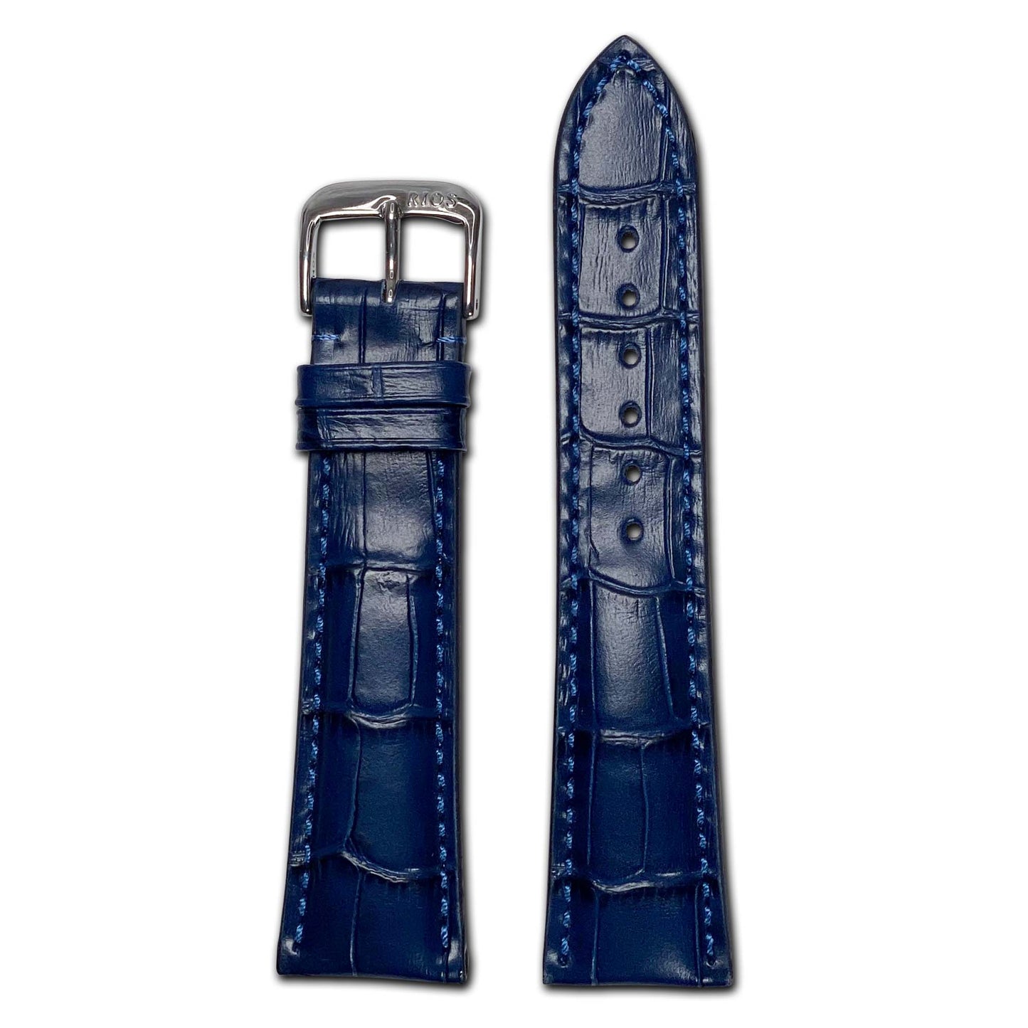 Embossed Leather Alligator Print Watch Band | Louisiana | Navy