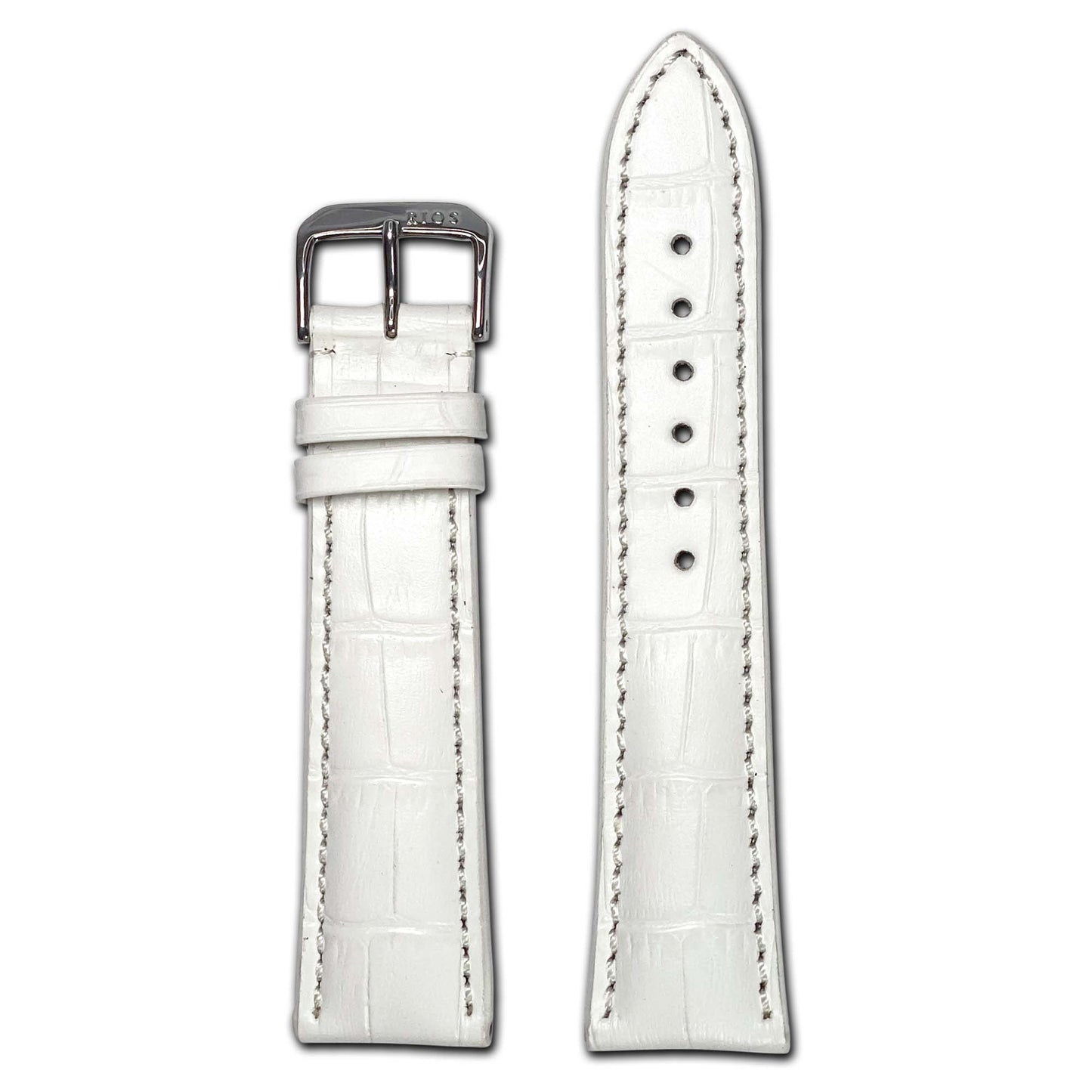 Embossed Leather Alligator Print Watch Band | Louisiana | White