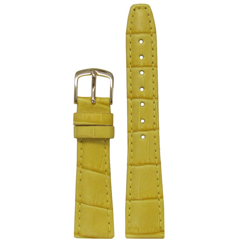 Ladies Embossed Alligator Grain Leather Watch Band | Yellow | Semi-Matte | Hadley Roma LS135