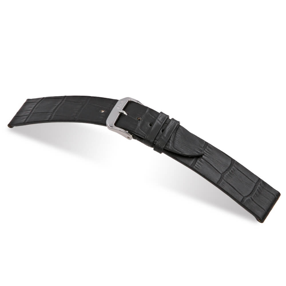 Embossed Leather Alligator Print Watch Band | Miami | Black