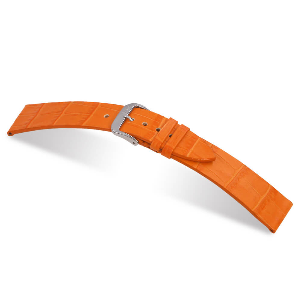 Embossed Leather Alligator Print Watch Band | Miami | Orange