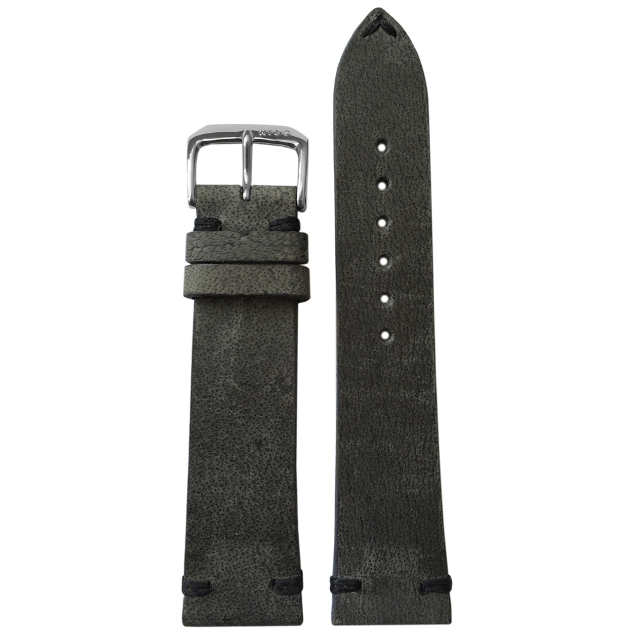 Vintage Leather Watch Band | Charcoal | Black Minimal Hand Stitch