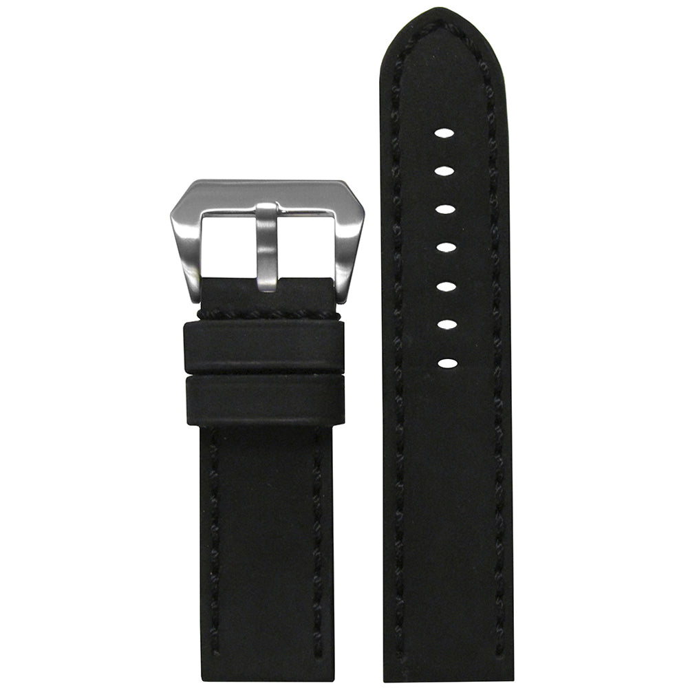 Genuine Leather Watch Band | Mustang 2 | Black | Black Hand Stitching
