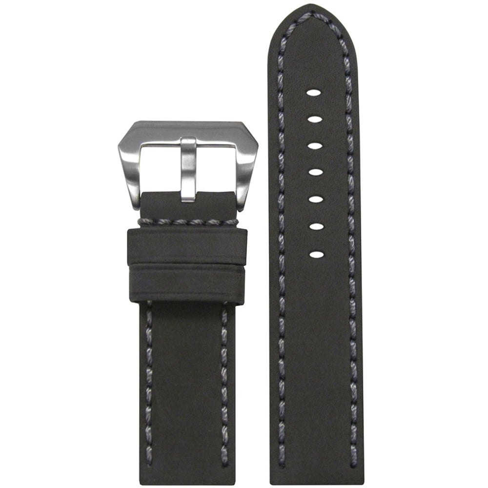 Genuine Leather Watch Band | Mustang 2 | Grey | Grey Hand Stitching