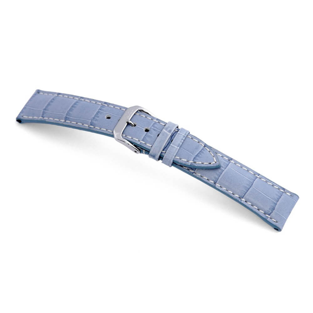 Quick Release | Embossed Leather Alligator Print Watch Band | New Orleans | Ice Blue