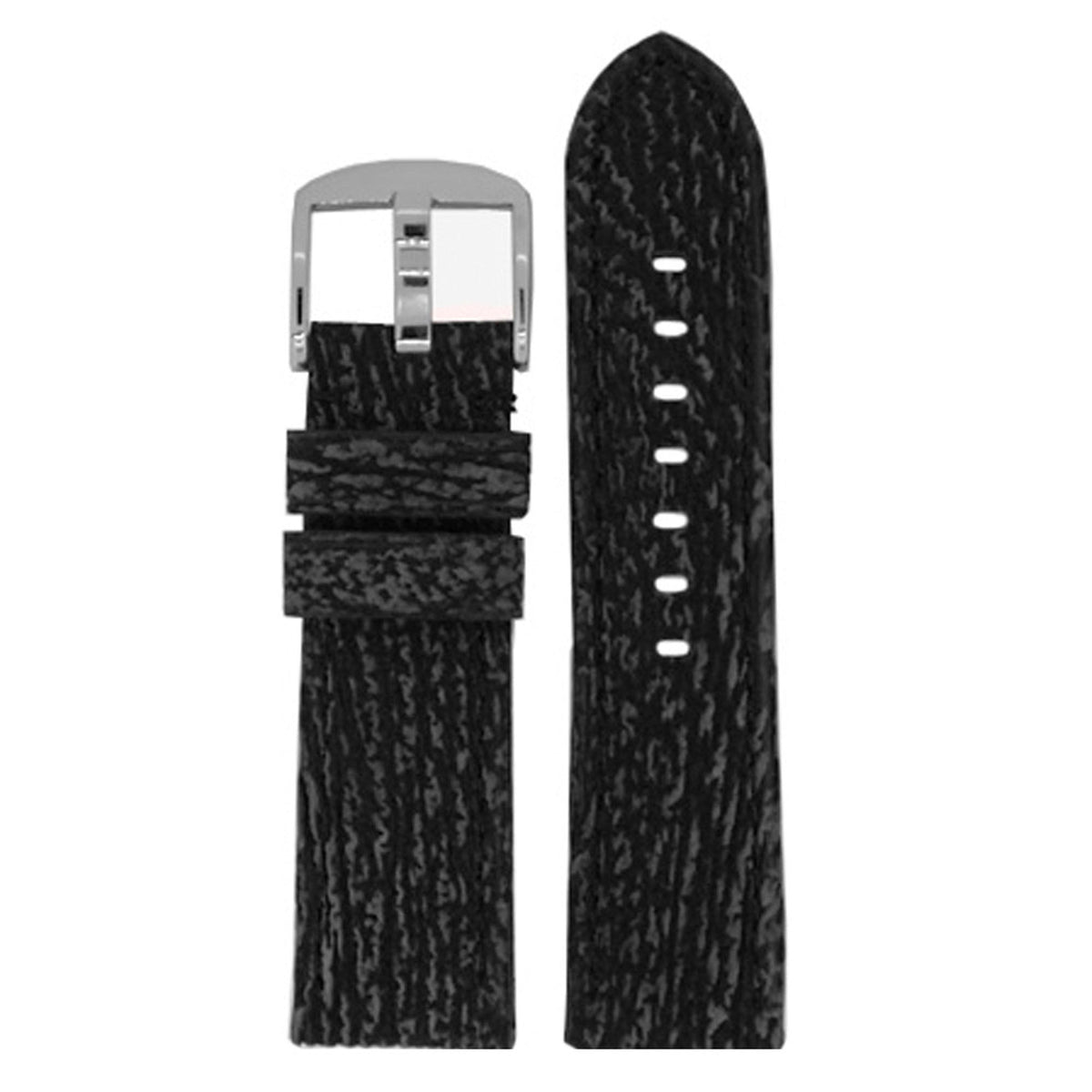 Nubuk Shark Skin Watch Band | Classic | Black | Black Stitch