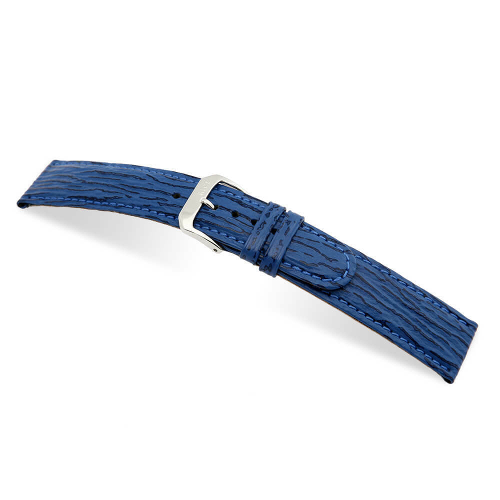 Embossed Leather Shark Print Watch Band | Ocean | Royal Blue