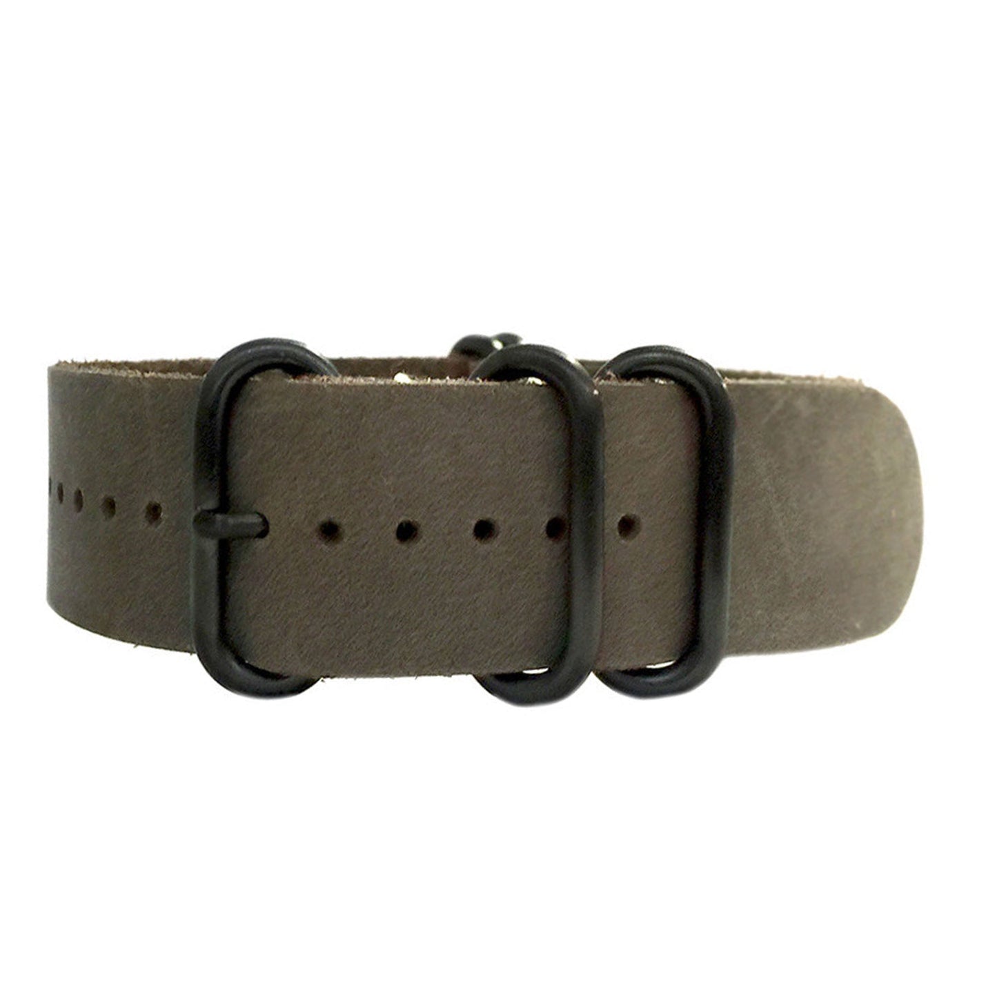 Natural Vintage Leather Watch Band | 5-Ring | One-Piece | Brown | PVD (Black) Hardware