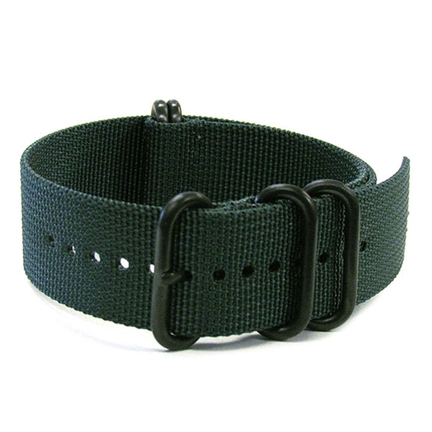 Ballistic Nylon Watch Band | 5-Ring | Forest Green | PVD (Black) Hardware