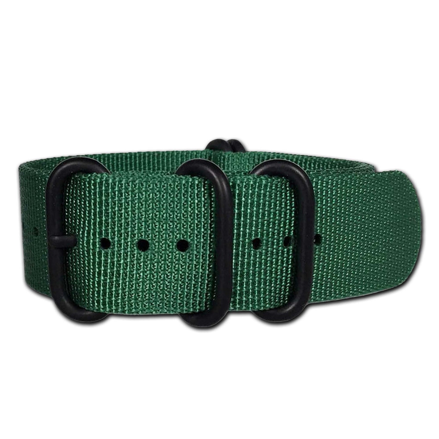 Ballistic Nylon Watch Band | 5-Ring | Green | PVD (Black) Hardware