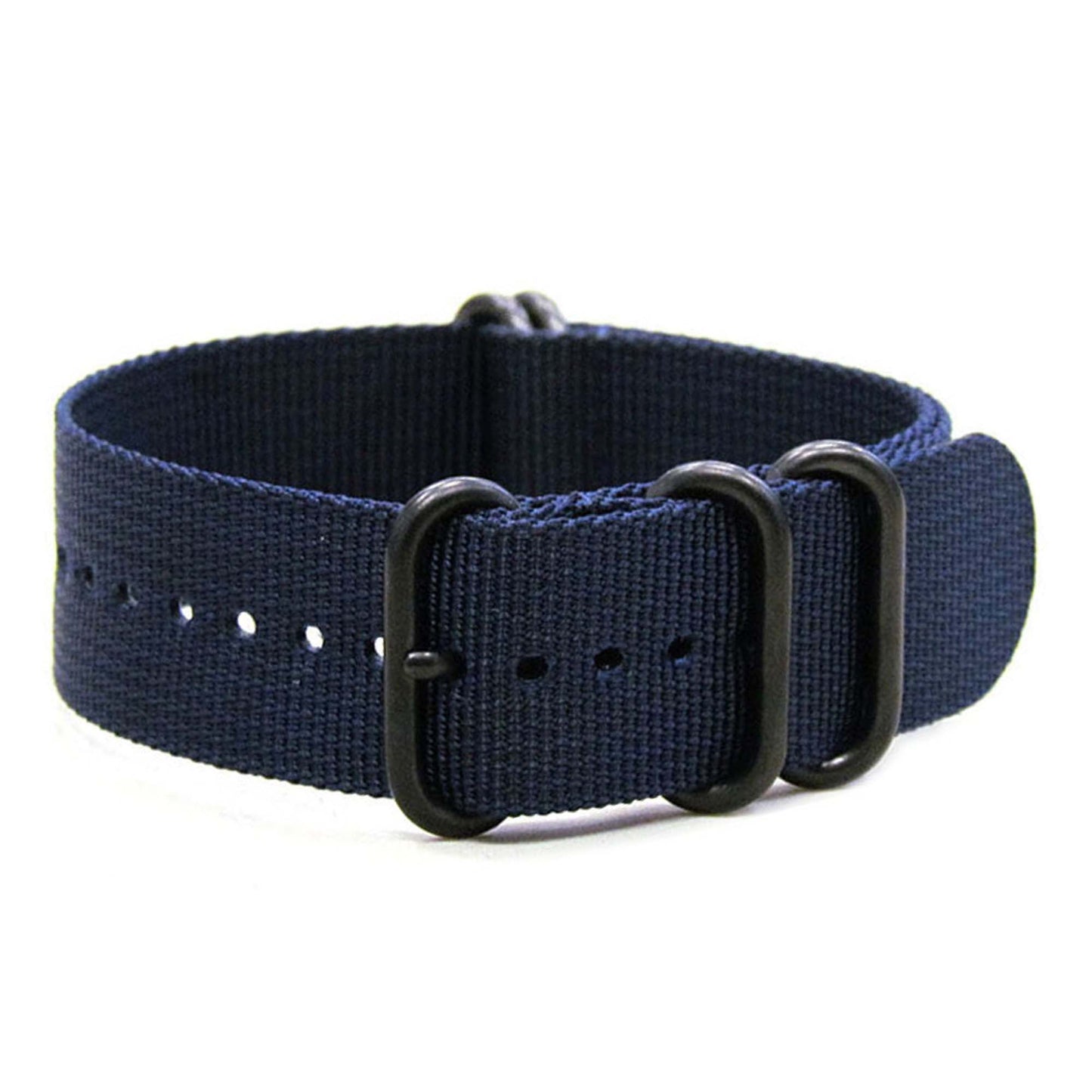 Ballistic Nylon Watch Band | 5-Ring | Navy | PVD (Black) Hardware