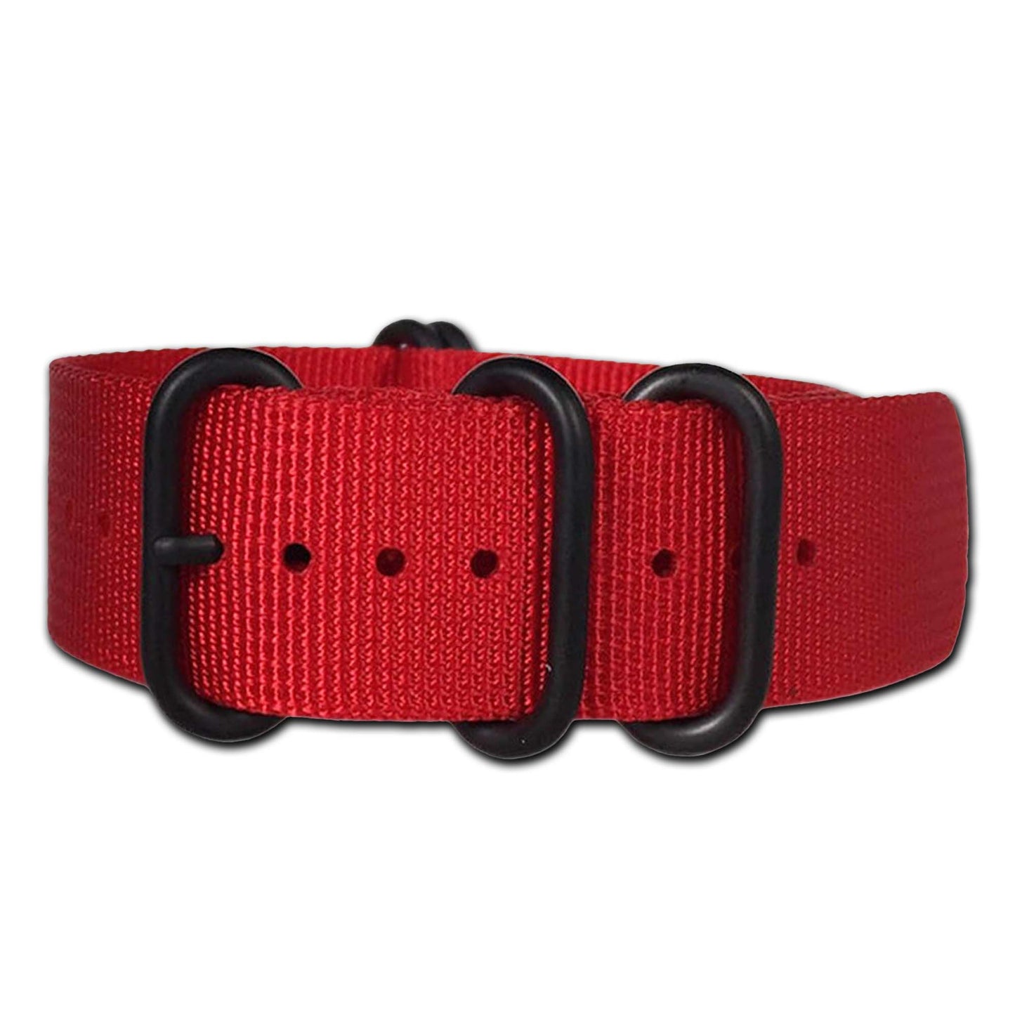 Ballistic Nylon Watch Band | 5-Ring | Red | PVD (Black) Hardware