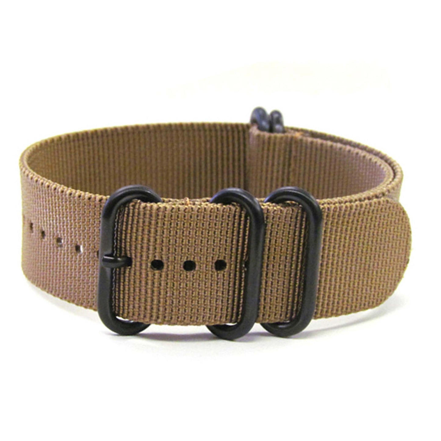 Ballistic Nylon Watch Band | 5-Ring | Sand | PVD (Black) Hardware