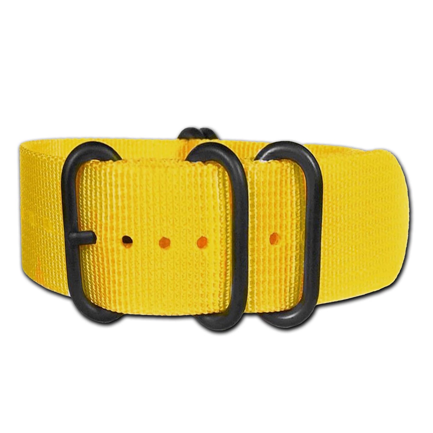 Ballistic Nylon Watch Band | 5-Ring | Yellow | PVD (Black) Hardware